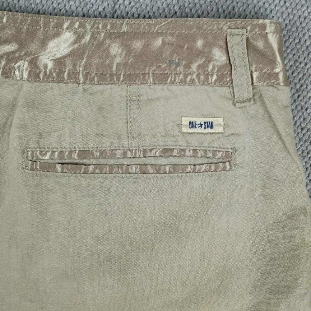 Converse One Star Shorts Women 12 Khaki Tan Good Satin Trim Linen Blend Casual - Picture 6 of 12